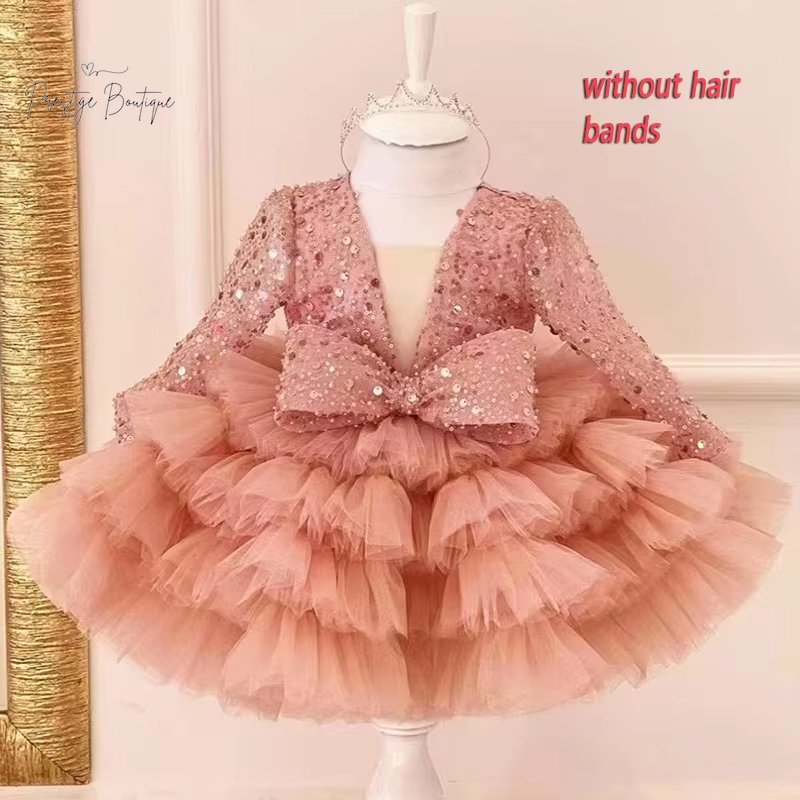 Princess Girls Sequined Ball Gown Party Tutu Dresses Baby Kids Flower Girl Wedding Birthday Party Vestidos Children Clothing