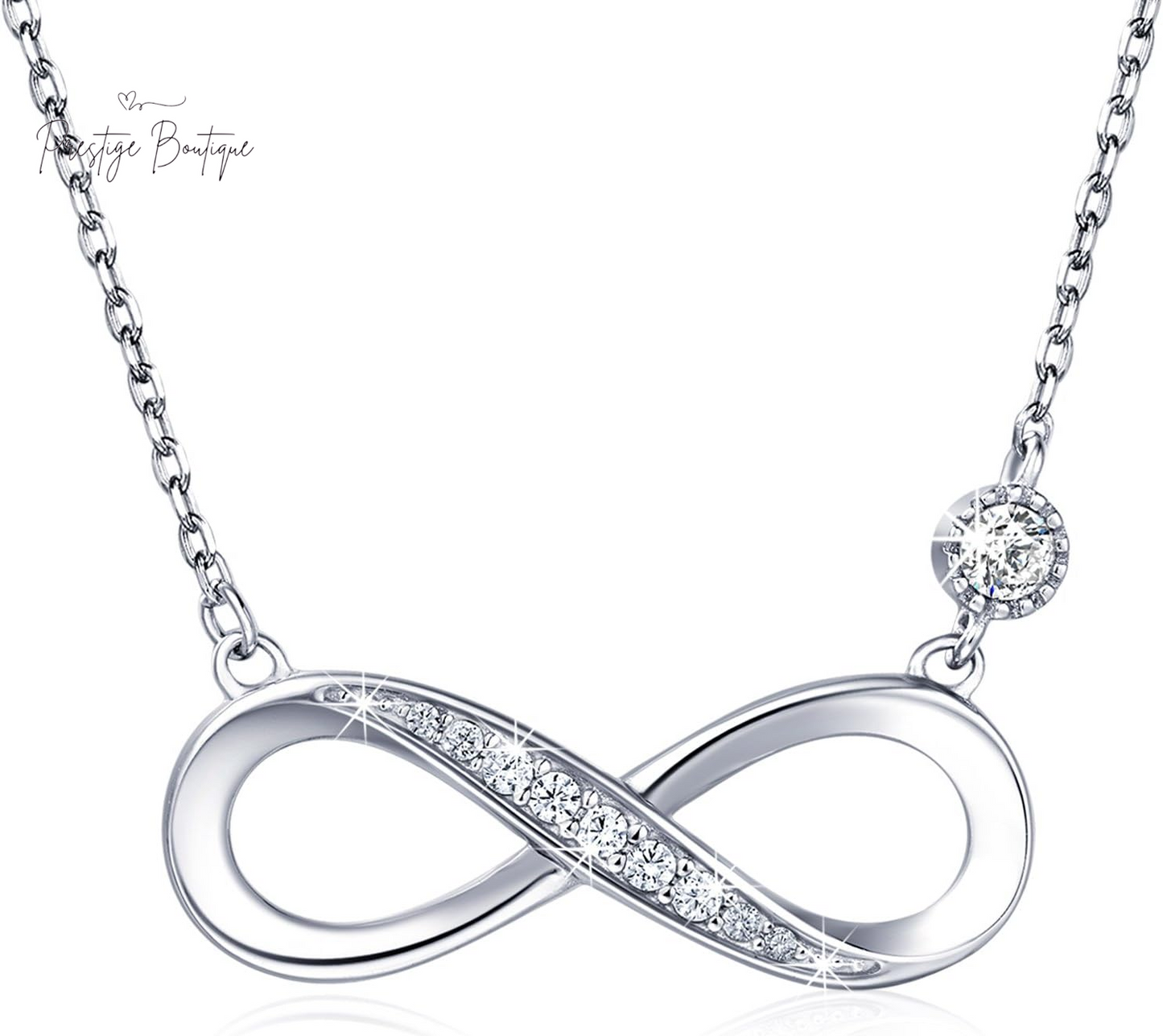 Billie Bijoux Infinity Necklaces 925 Sterling Silver Necklace Love Pendant White Gold Plated Women Necklace Gifts for for Women
