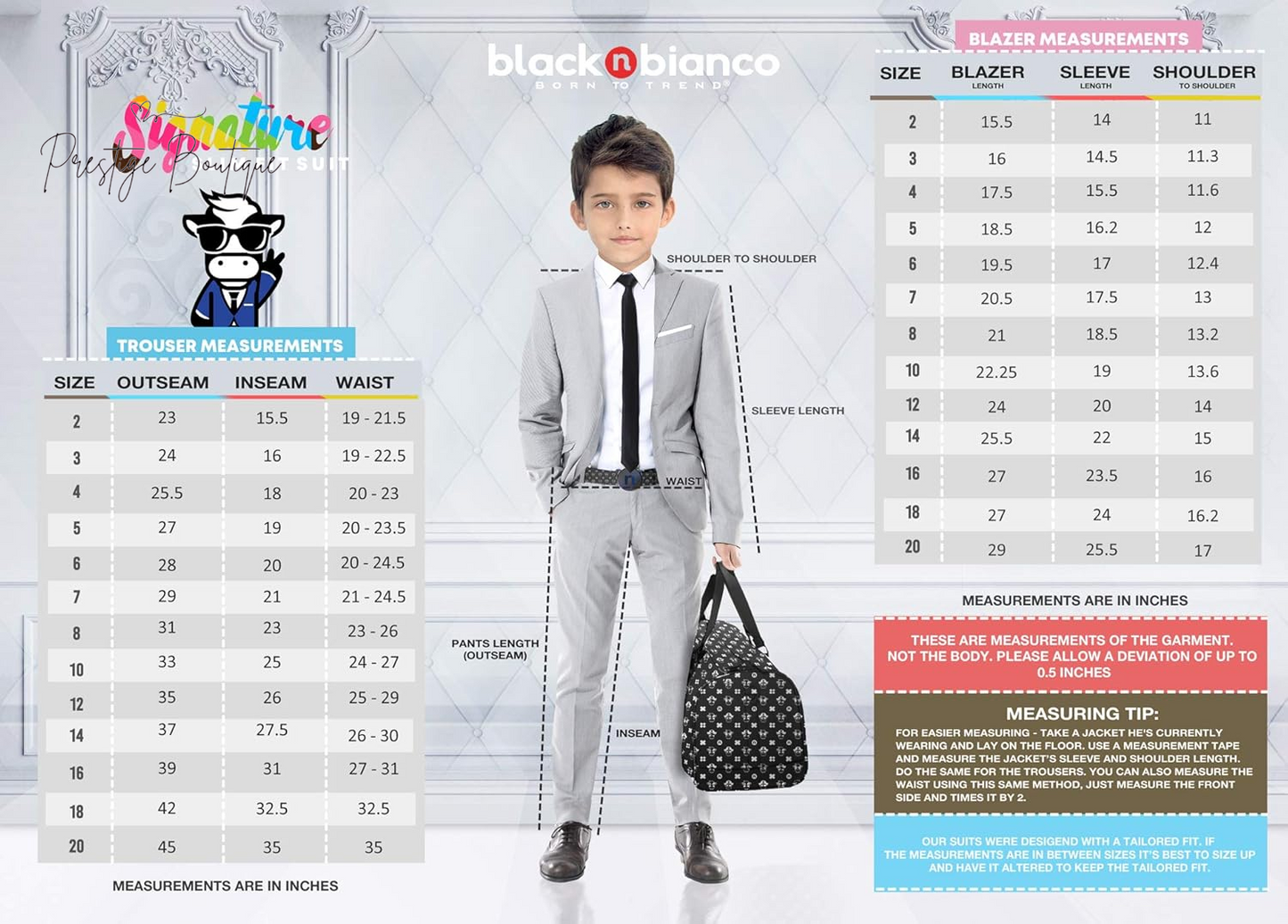 Black N Bianco Signature Boys' Slim Fit Suit Complete Outfit
