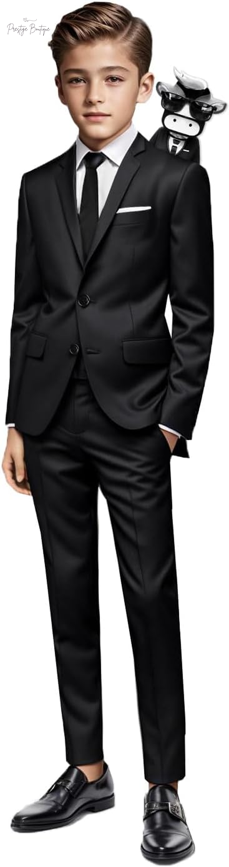 Black N Bianco Signature Boys' Slim Fit Suit Complete Outfit