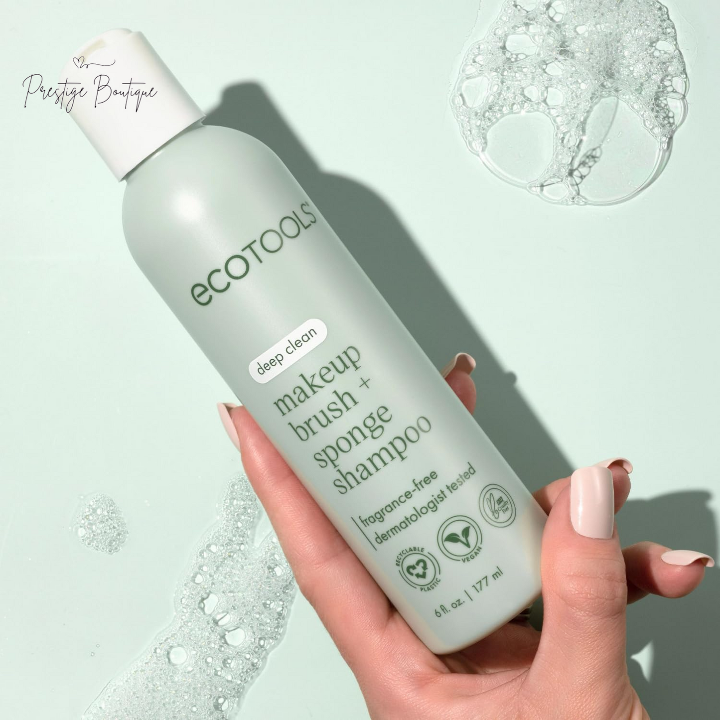 Ecotools Cleanser Shampoo for Makeup Brush/Sponge/Puffs, Remove Makeup & Impurities, Fragrance-Free, No Harsh Chemicals, Vegan & Cruelty-Free, 6 Fl.Oz./177 Ml, 1 Count
