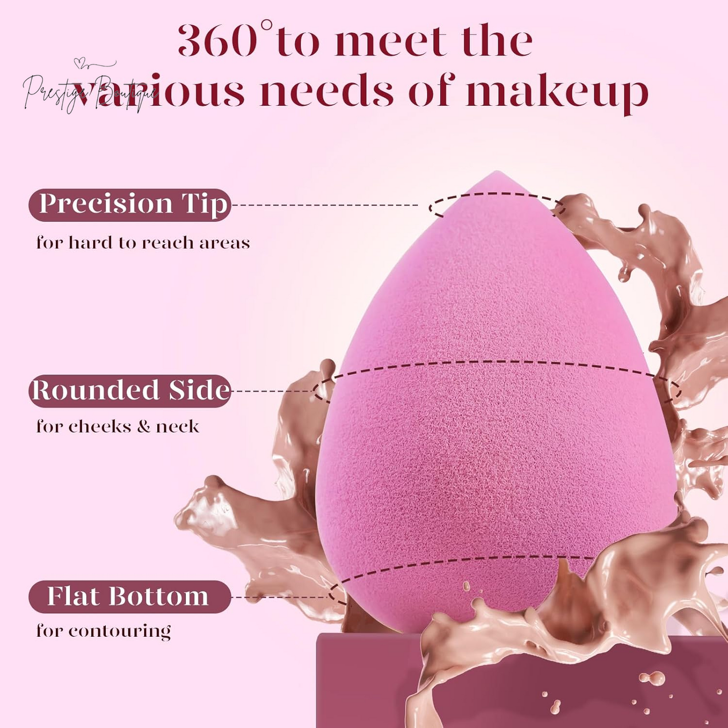 BEAKEY Super Soft Makeup Sponge Set of 6, Makeup Sponges for Foundation, Liquid, Cream and Powder, Pink Beauty Sponge for Blending, 0 Latex Blender