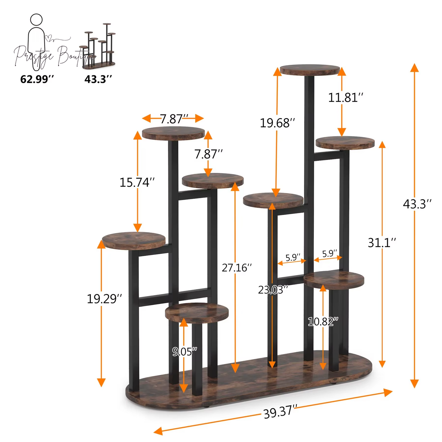 Tribesigns Plant Stand Multi-Tiered 11 Potted Flower Shelf for Window Garden Balcony Corner Living Room