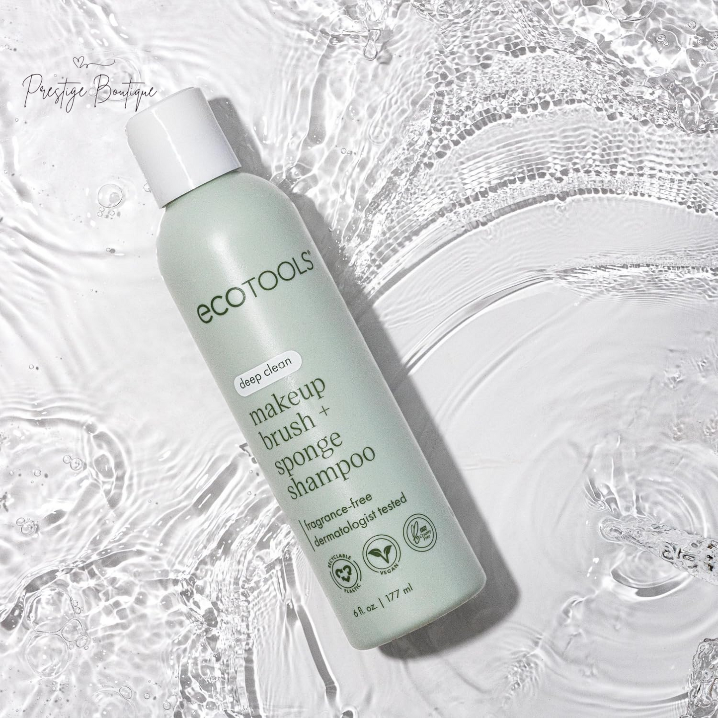 Ecotools Cleanser Shampoo for Makeup Brush/Sponge/Puffs, Remove Makeup & Impurities, Fragrance-Free, No Harsh Chemicals, Vegan & Cruelty-Free, 6 Fl.Oz./177 Ml, 1 Count