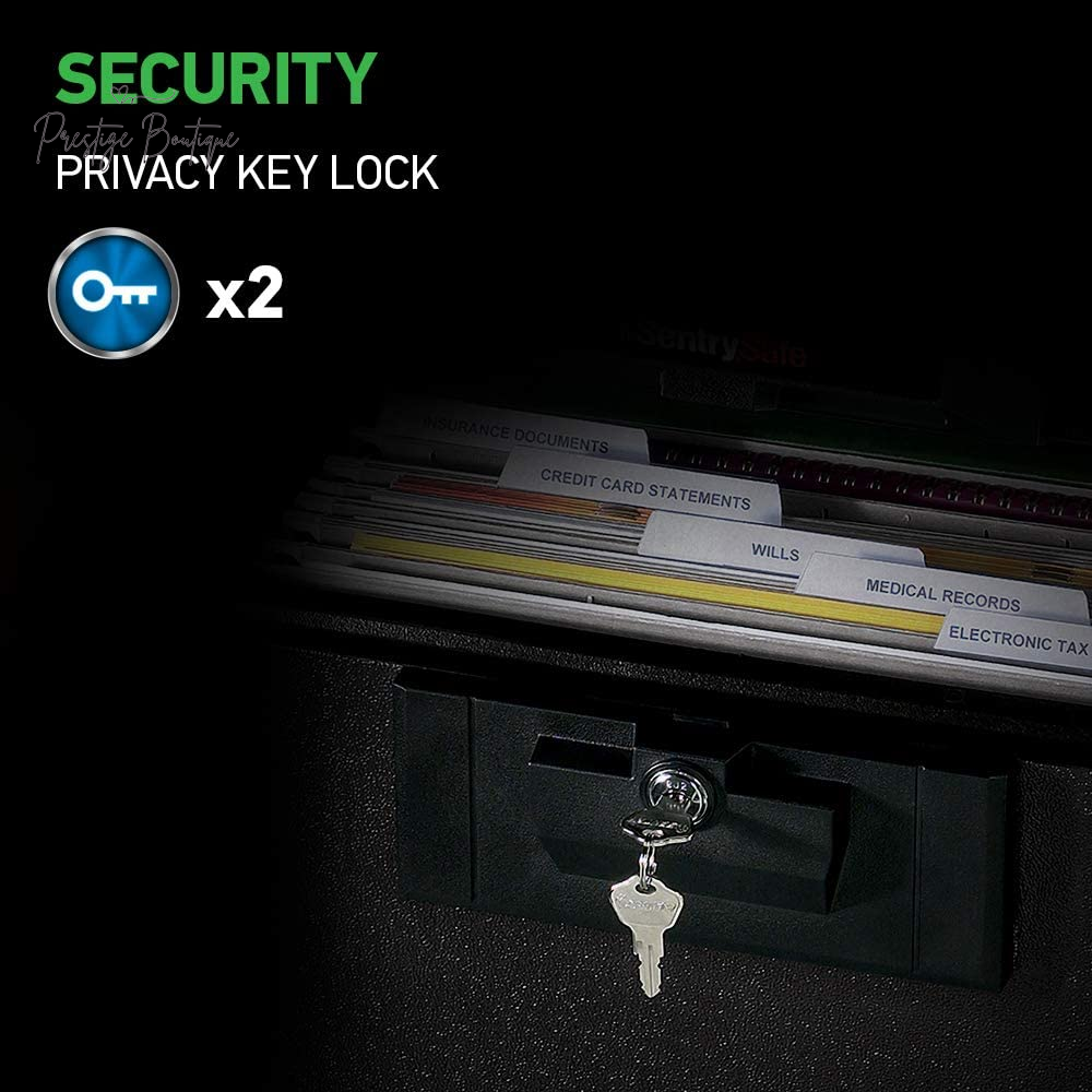 Sentrysafe Black Fireproof Document Box with Key Lock, Safe Secures Files and Documents for Home or Office, 0.61 Cubic Feet, 13.6 X 15.3 X 12.1 Inches, 1170