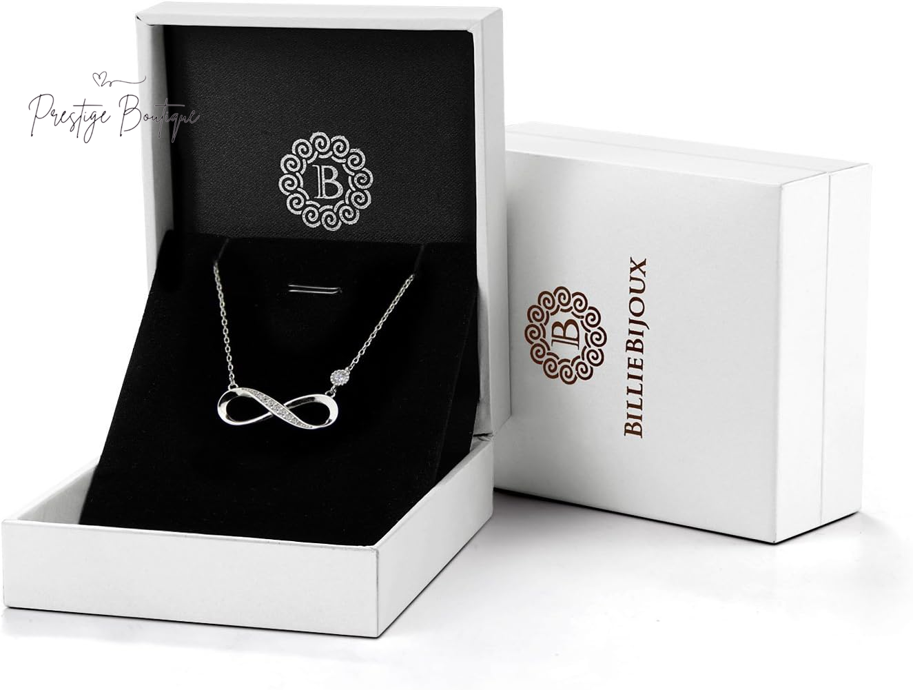 Billie Bijoux Infinity Necklaces 925 Sterling Silver Necklace Love Pendant White Gold Plated Women Necklace Gifts for for Women