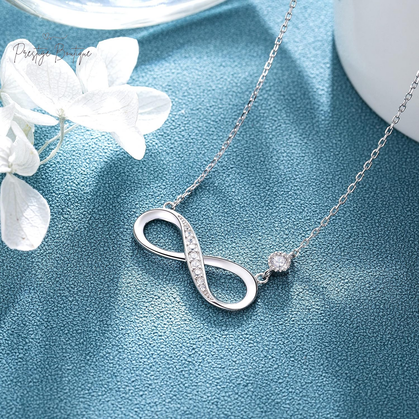 Billie Bijoux Infinity Necklaces 925 Sterling Silver Necklace Love Pendant White Gold Plated Women Necklace Gifts for for Women