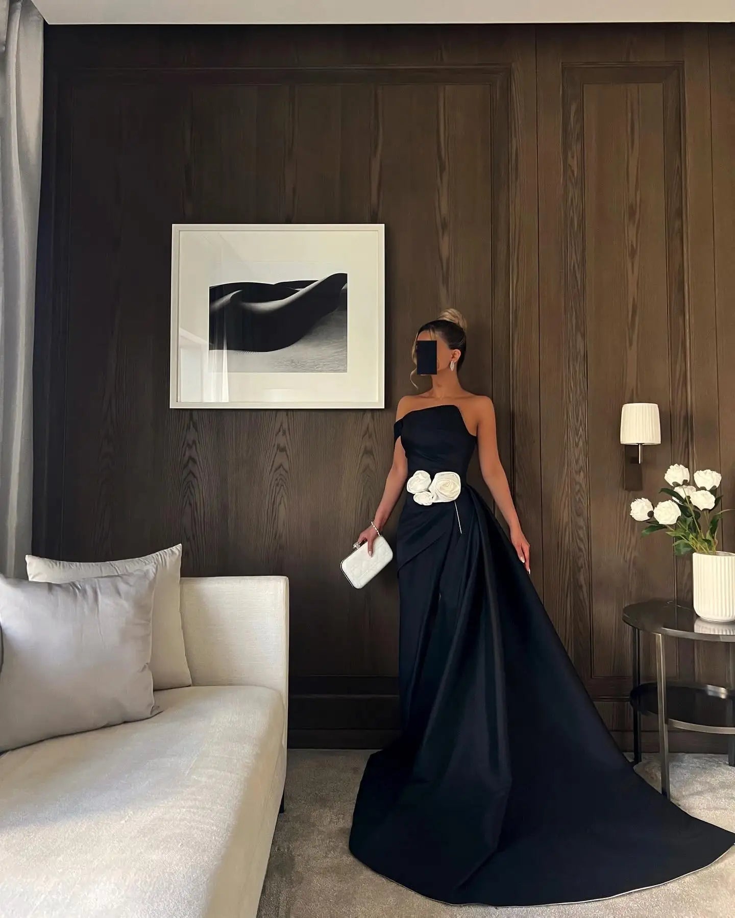 Aenyrst Saudi Sexy Mermaid Prom Dress Women One Shoulder 3D Flowers Party Evening Dresses Floor Length Special Occasion Gown