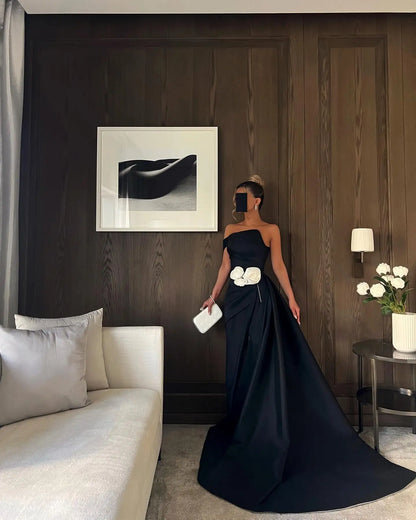 Aenyrst Saudi Sexy Mermaid Prom Dress Women One Shoulder 3D Flowers Party Evening Dresses Floor Length Special Occasion Gown