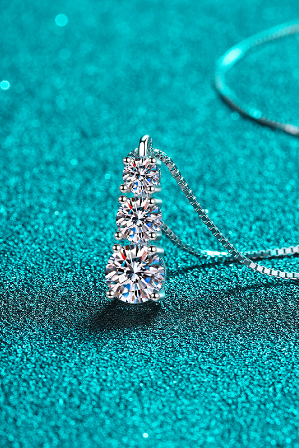 Moissanite Triple-Pendant Necklace 1.8 Carats