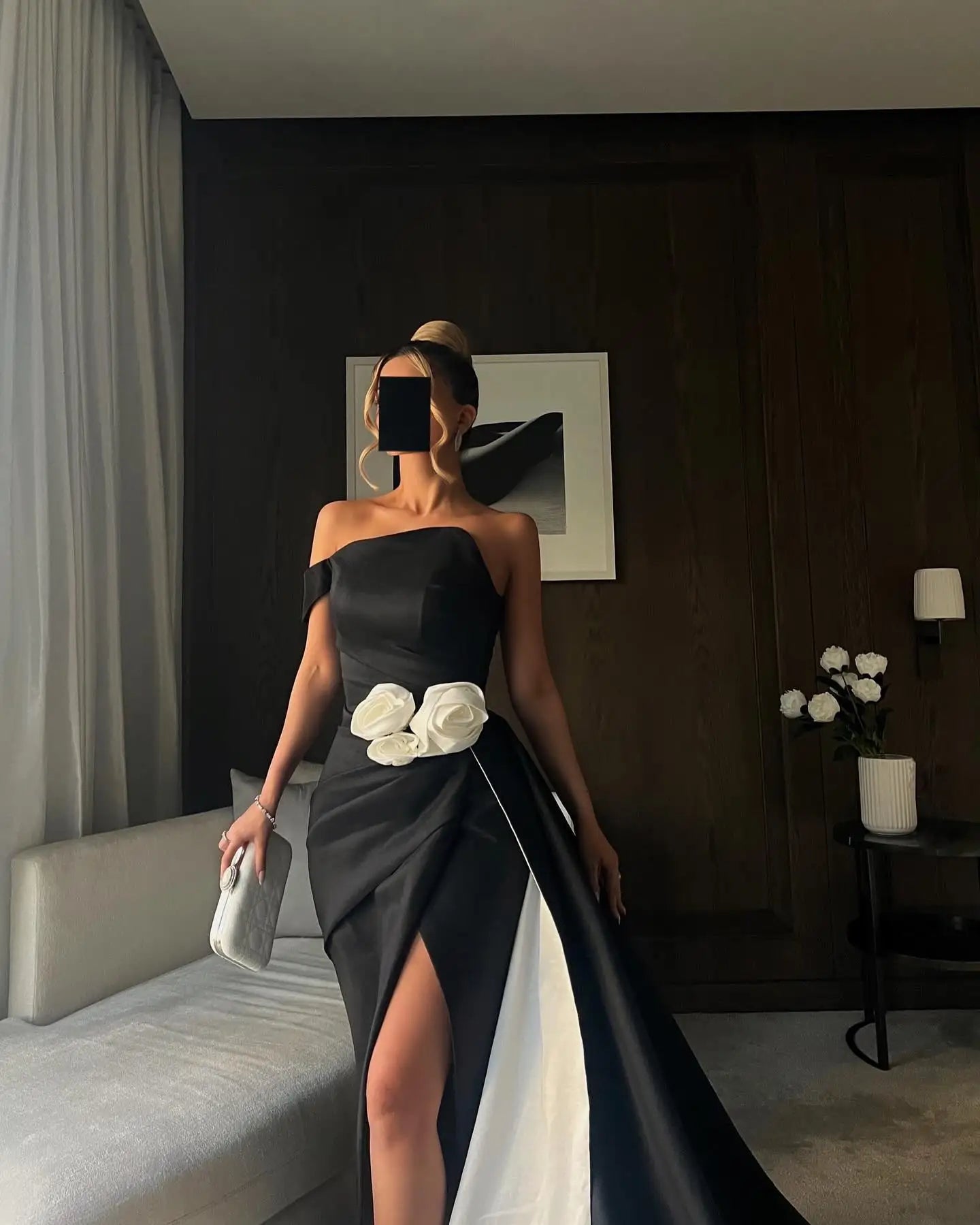 Aenyrst Saudi Sexy Mermaid Prom Dress Women One Shoulder 3D Flowers Party Evening Dresses Floor Length Special Occasion Gown