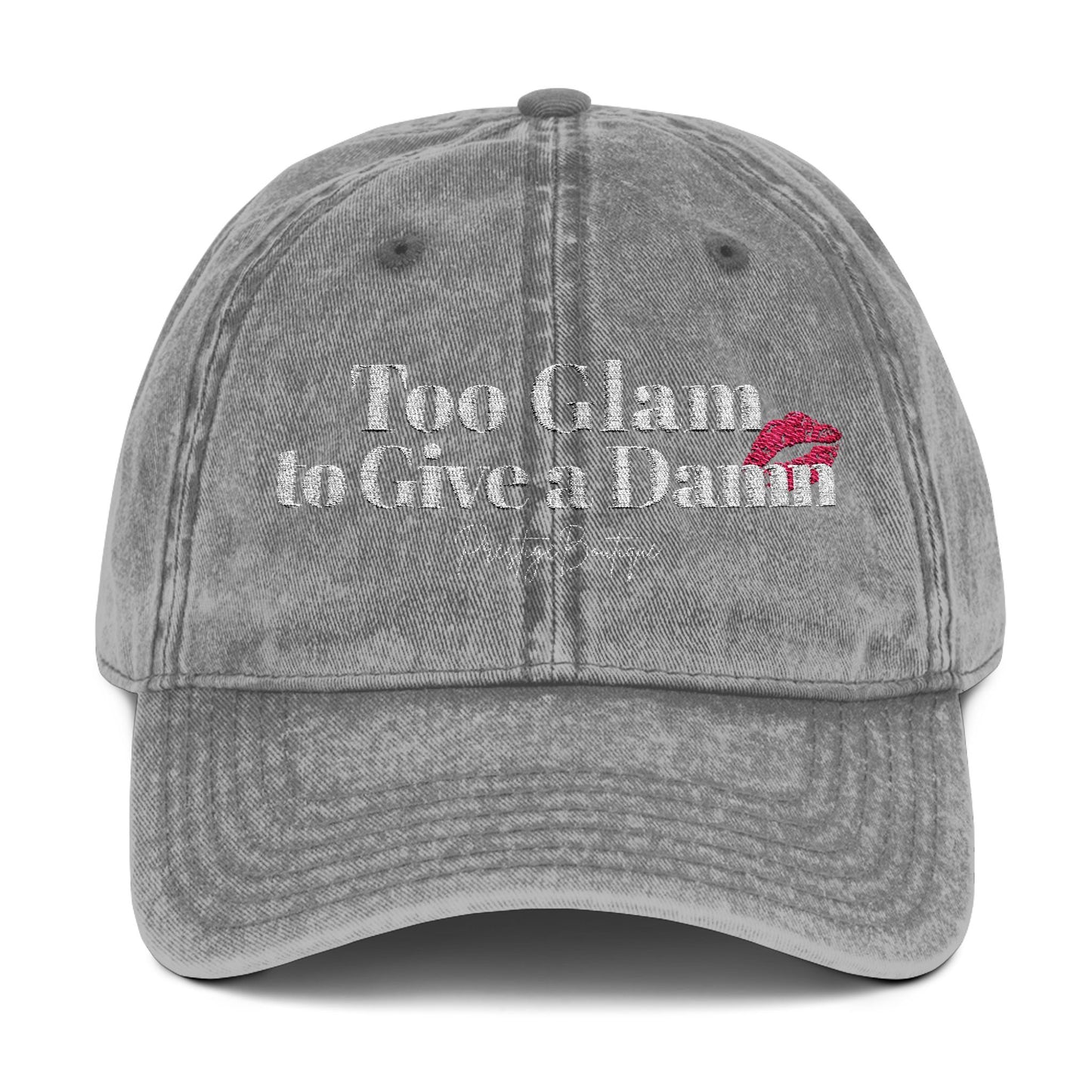 Vintage Cap - 'Too Glam to Give a Damn' Embroidered Hat for Trendsetters