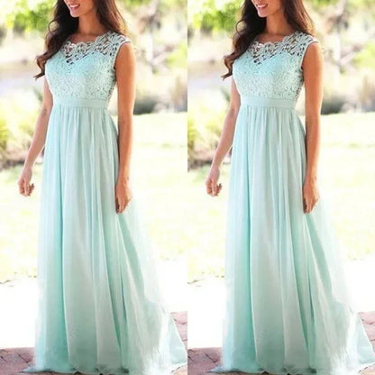 2025 Women Elegant Lace Patchwork Long Dress Female Solid Wedding Bridesmaid Party Maxi Dress Robe Femme Vestidos Dresses S-5XL