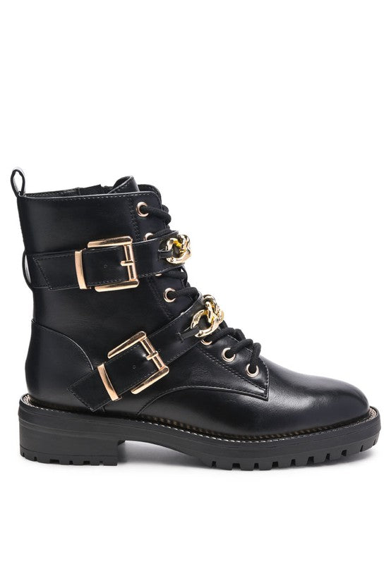 BILLY ATTA GIRL METAL CHAIN DETAIL BIKER BOOT