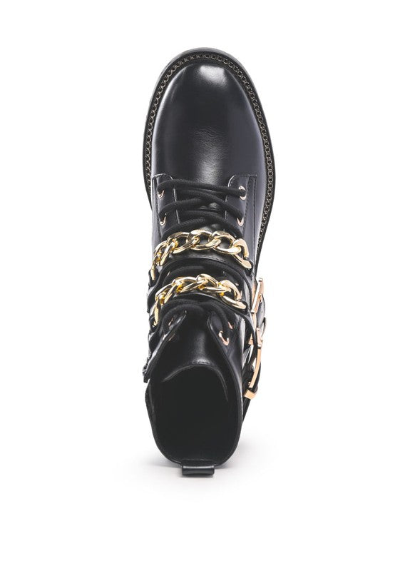 BILLY ATTA GIRL METAL CHAIN DETAIL BIKER BOOT