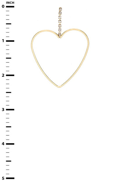Rhinestone Accent Open Heart Drop Earrings