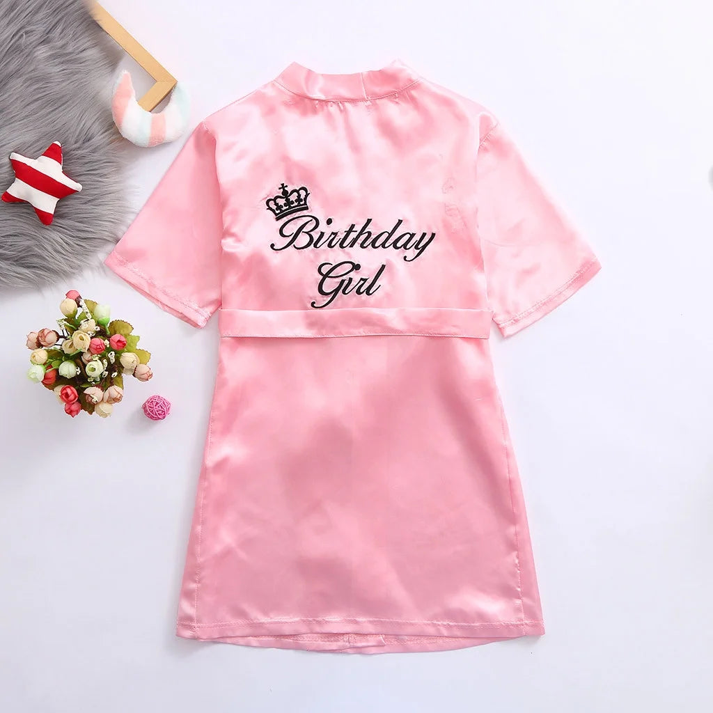 Toddler Baby Girls Satin Floral Kimono Robe Solid Color Flower Girl Bath Robes Spa Robes for Wedding Birthday Party Bridal Sleepwear Bathrobes