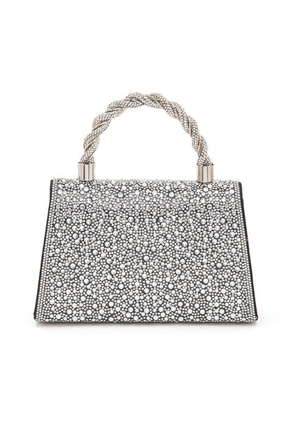 Statement Rhinestone Top Handle Clutch Bag