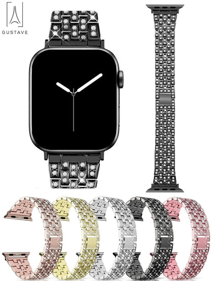 Bling Bracelet Bands Apple Watch Band 42Mm 44Mm Replacement Diamond Rhinestone Wristband Strap Compatible with Iwatch Series SE 8 7 6 5 4 3 2 1 "Rose Gold"