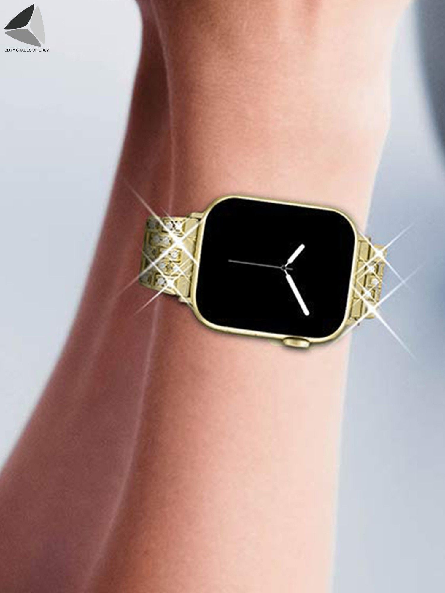 Bling Replacement Bracelet Iwatch Band Glitter Diamond Rhinestone Stainless Steel Metal Wristband Strap Apple Watch Band 38Mm 42Mm for Series 8/7/6/5/4/3/2/1 SE (Gold)