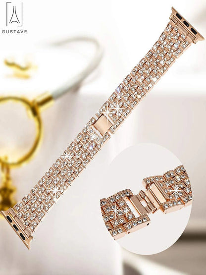 Bling Bracelet Bands Apple Watch Band 42Mm 44Mm Replacement Diamond Rhinestone Wristband Strap Compatible with Iwatch Series SE 8 7 6 5 4 3 2 1 "Rose Gold"