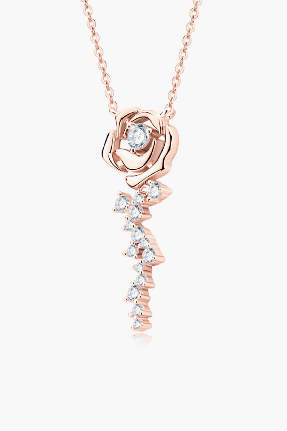 18k 925 sterling silver rose pendant necklace