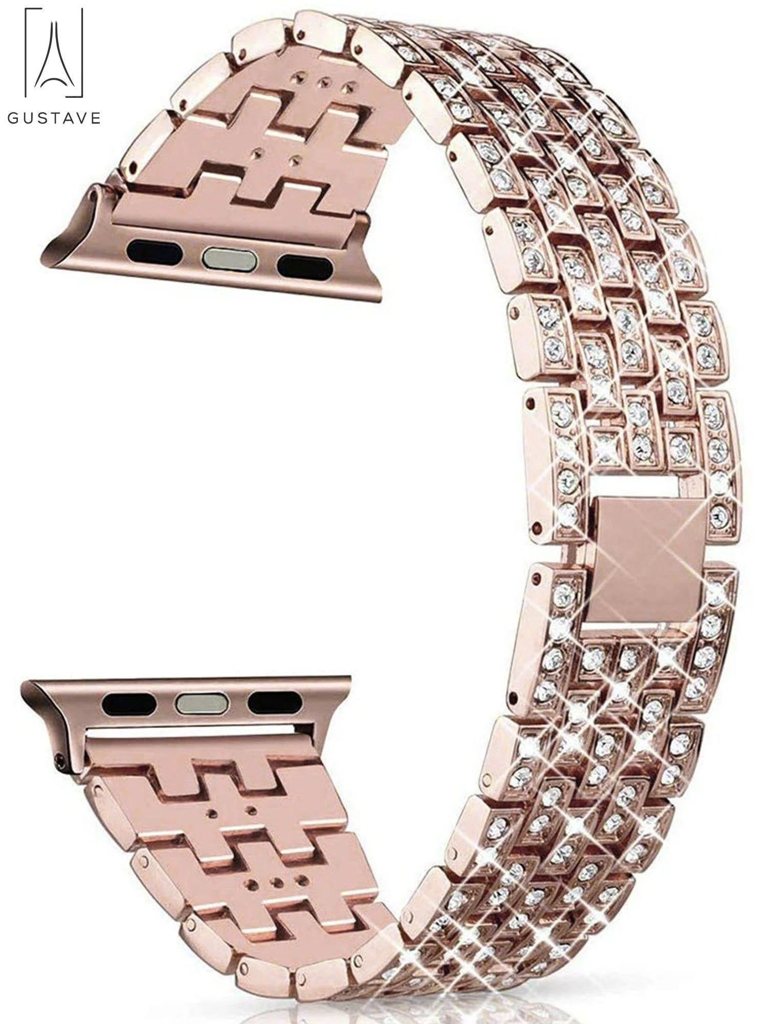 Bling Bracelet Bands Apple Watch Band 42Mm 44Mm Replacement Diamond Rhinestone Wristband Strap Compatible with Iwatch Series SE 8 7 6 5 4 3 2 1 "Rose Gold"