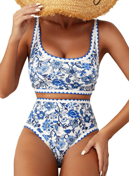 Fashion Paisley Pattern Floral Edge Sexy Bikini Swimsuit