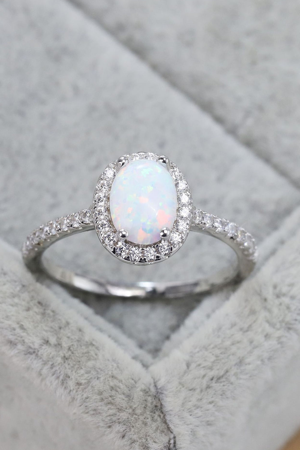 Opal 925 Sterling Silver Halo Ring women 