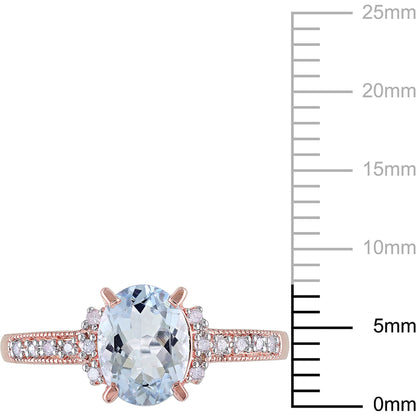Women'S Aquamarine Rose Gold Plated Ring