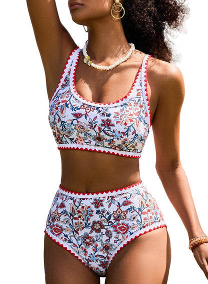 Fashion Paisley Pattern Floral Edge Sexy Bikini Swimsuit