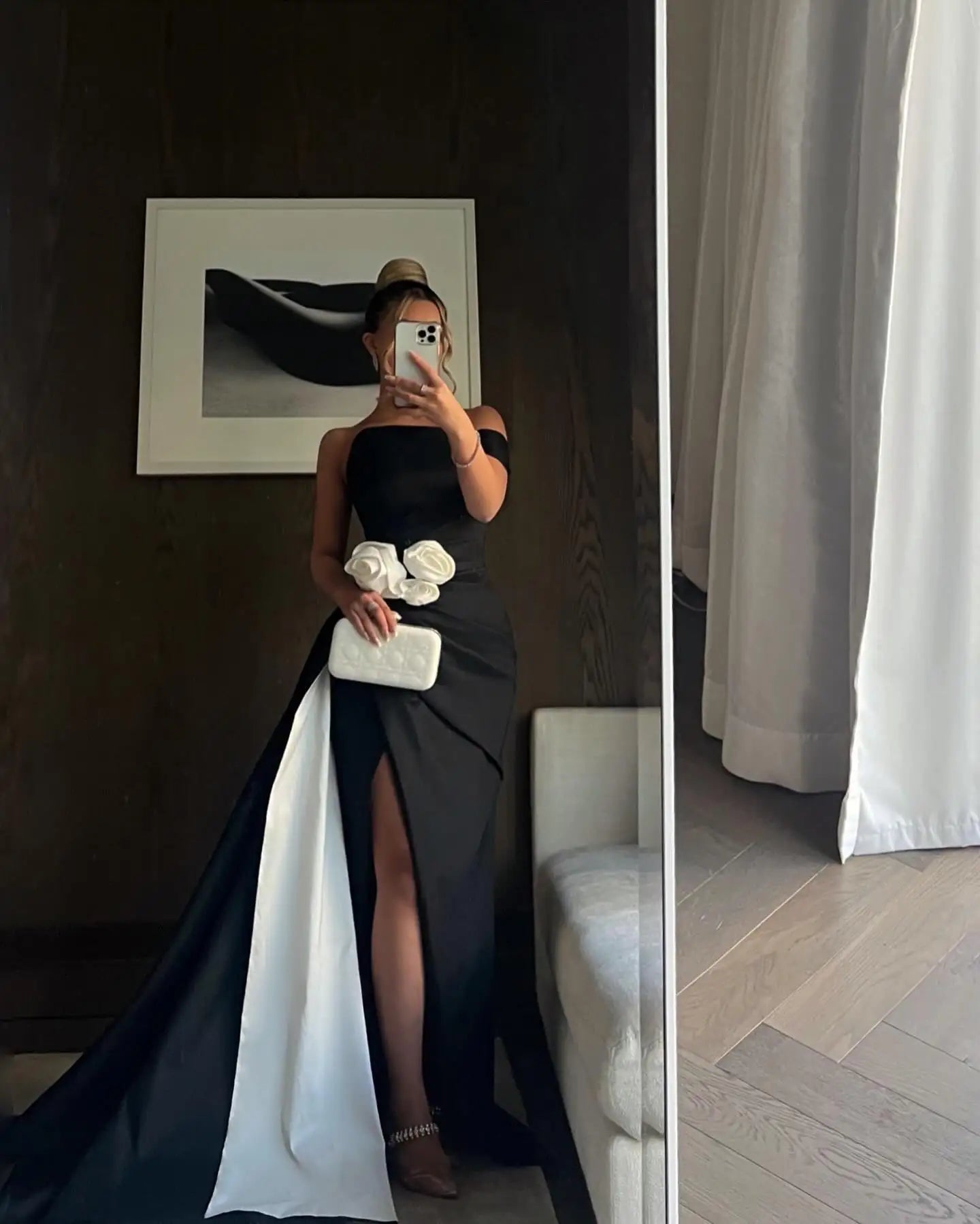 Aenyrst Saudi Sexy Mermaid Prom Dress Women One Shoulder 3D Flowers Party Evening Dresses Floor Length Special Occasion Gown