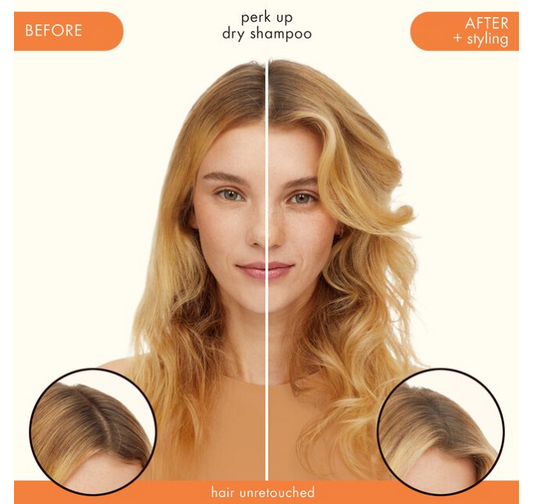 Amika Perk Up Dry Shampoo Professional Hair Care before and after example 