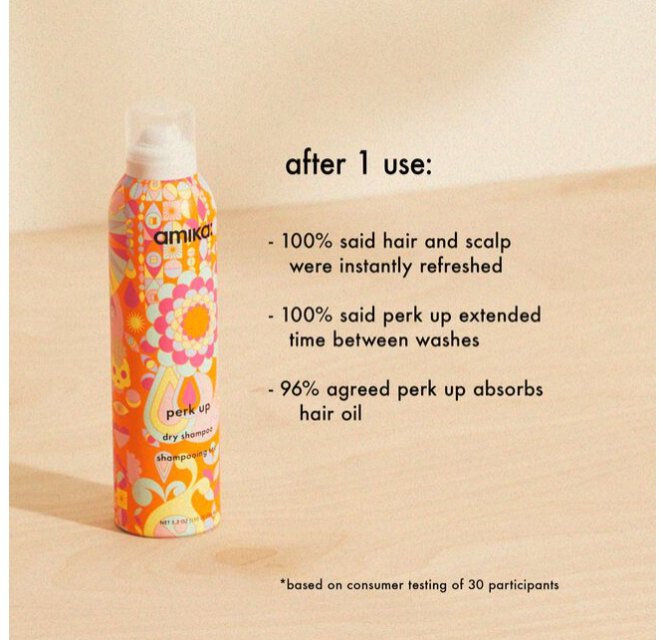 Amika Perk Up Dry Shampoo Professional Hair Care best dry shampoo fact sheet professional hair care scalp refresh absorb hair oil