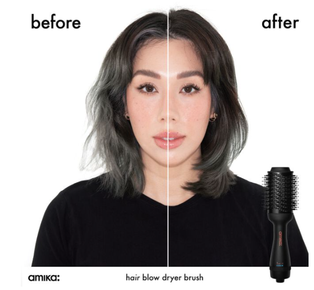 Round Brush blowdryer on thin short hair for smoothness and volume Amika Blow dryer Brush Hair 2.0 Round Brush Blow Out Professional Salon Styling Toolexample