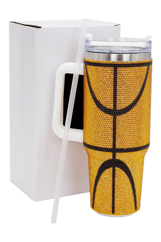 Basketball Gameday Bling Glam Insulated Tumbler Basketball Gameday Bling Glam Rhinestone Embellished Double Wall Insulated Stainless Steel Tumbler Thermal Flask - 40 oz -1 x Plastic Straw -Capacity: 1200 ml (40 oz) -Twist Closure Clear BPA Free AS Plastic Lid Featuring 3 Positions (Straw, Wide Mouth &amp; Full Cover) -Sturdy Handle (3.5" Handle Opening) -Straw Included (12" Long) -Hand Wash Only -Tumbler Dimensions: 10.5" * 5.5" * 4" -Case Dimensions: 11" * 6" * 4.25"&nbsp;