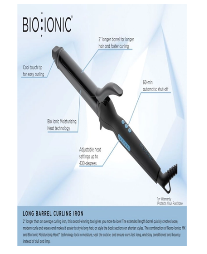 The extended length barrel quickly creates loose, modern curls and waves and makes it easier to style long hair, or style the back sections on shorter styles.