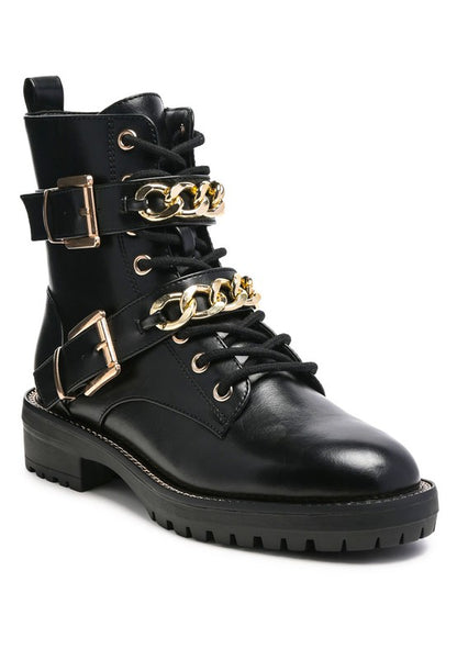 BILLY ATTA GIRL METAL CHAIN DETAIL BIKER BOOT
