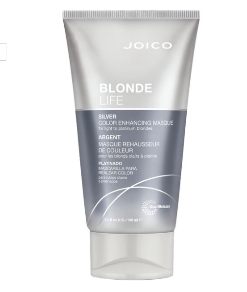 Silver conditioner for blonde hair and highlights to tone out brass, hydrate and add shine