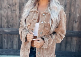 Casual Studded Corduroy Jacket