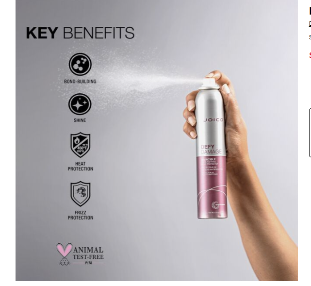 Conquer dreaded frizz with Defy Damage Invincible Frizz-Fighting Bond Protector ? the bond-building spray that instantly shields hair from humidity, thermal damage, and the effects of pollution for a full 24 hours.

24-hour frizz protection
Instant softness &amp; shine
Bond protection
Thermal protection up to 450°F
Guards against pollution*