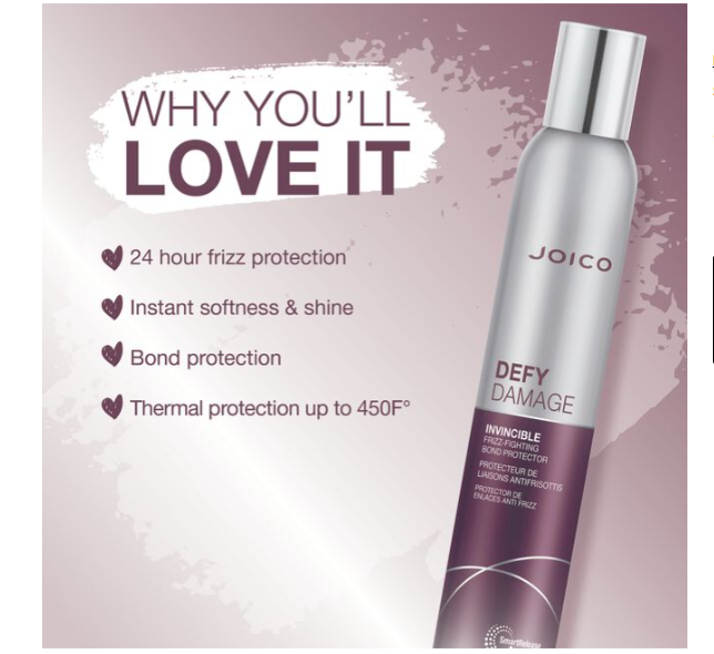 Conquer dreaded frizz with Defy Damage Invincible Frizz-Fighting Bond Protector ? the bond-building spray that instantly shields hair from humidity, thermal damage, and the effects of pollution for a full 24 hours.

24-hour frizz protection
Instant softness &amp; shine
Bond protection
Thermal protection up to 450°F
Guards against pollution*
