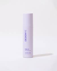 White cylindrical container with blue text on a white background