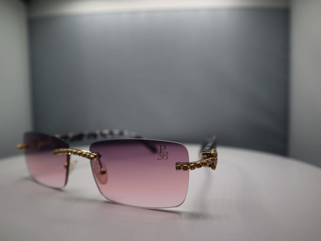 Prestige Boutique Pink Floral Fashionista Sunglasses from the Hidden Gems Collection with gold accents.