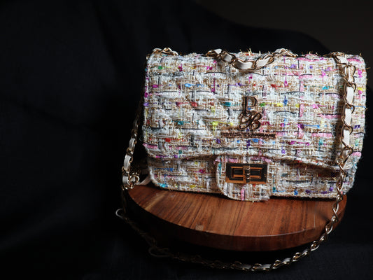 Candy Chaos Women's Woolen Shoulder Bag, Small Streetwear Purse with Lock Clasp Prestige Boutique purse