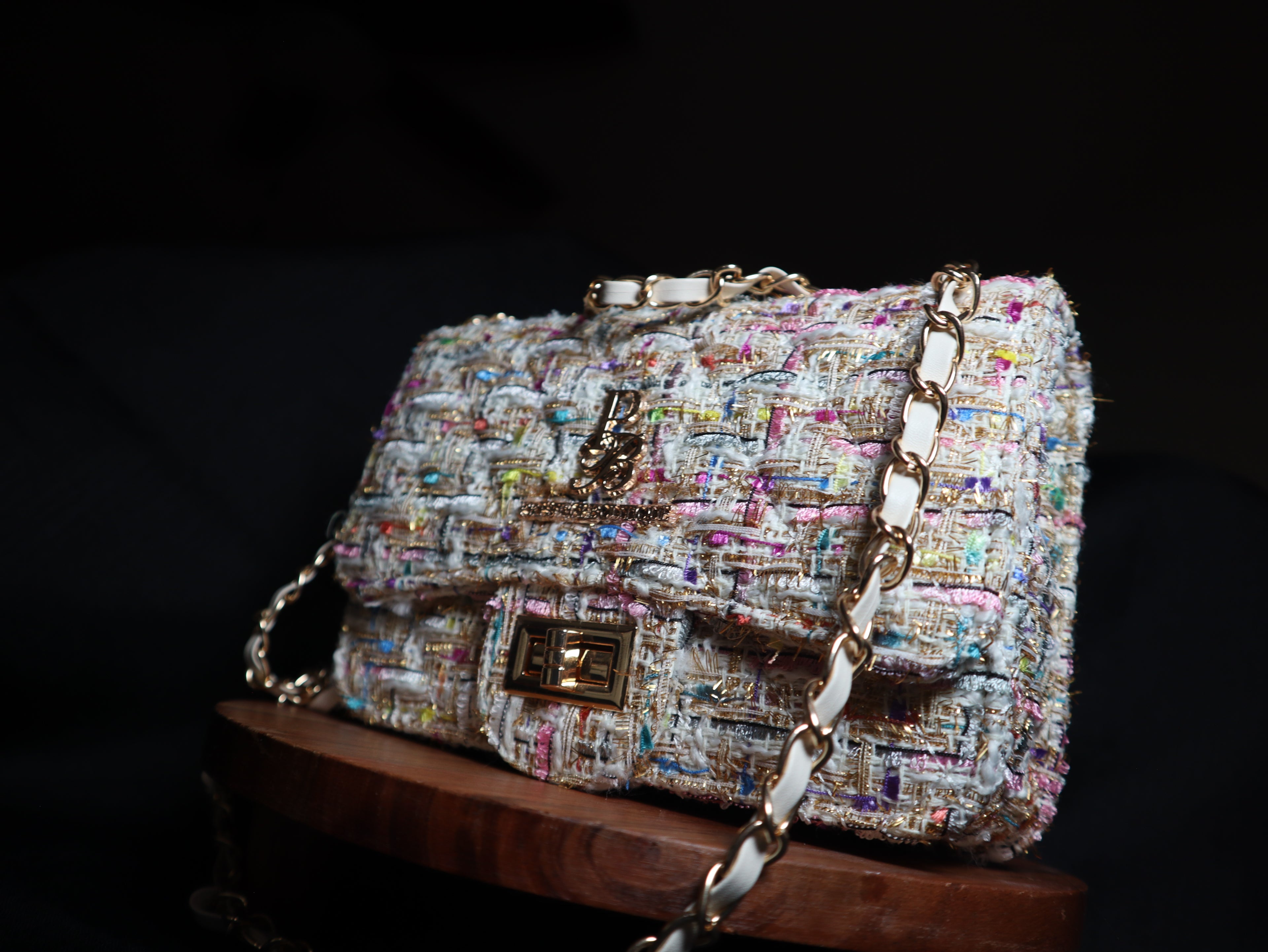 Candy Chaos Women's Woolen Shoulder Bag, Small Streetwear Purse with Lock Clasp Prestige Boutique purse
