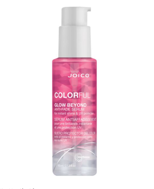 Colorful Glow Beyond Anti-Fade Serum delivers a luminous punch that magnifies the richness of hair color, amps up shine and softness, while protecting hair from fading caused by daily exposure to pollution and UV rays.

Helps prevent hair color from fading off-tone when exposed to UV or sunlight
Instantly increases shine
Boosts color vibrancy and provides softness
Reduces frizz for smoother hair in just one use
Guards against the hair-dulling effects of pollution*