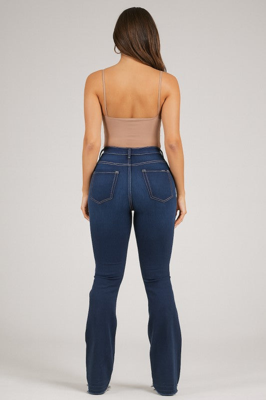 Judy Bootcut Premium Stretch Jean shown from the back on a model, featuring a flattering fit and high stretch fabric.