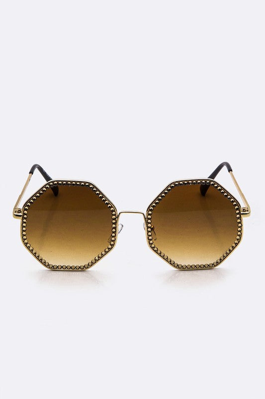 Fashion sunglasses Austrian Crystal Octagon Oversize Sunglasses