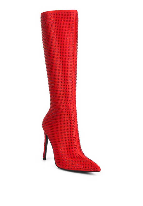 Diamante High Heeled Calf Glamour Boots